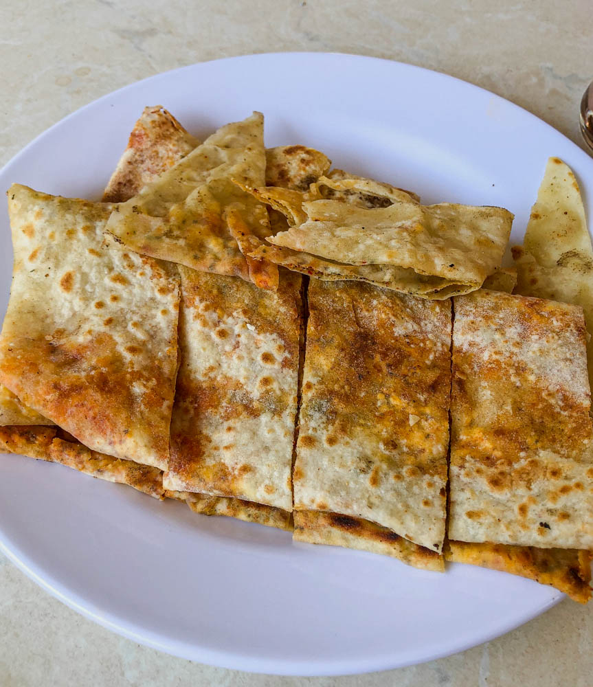 A plate full of the traditional Turkish pancake, gozleme.